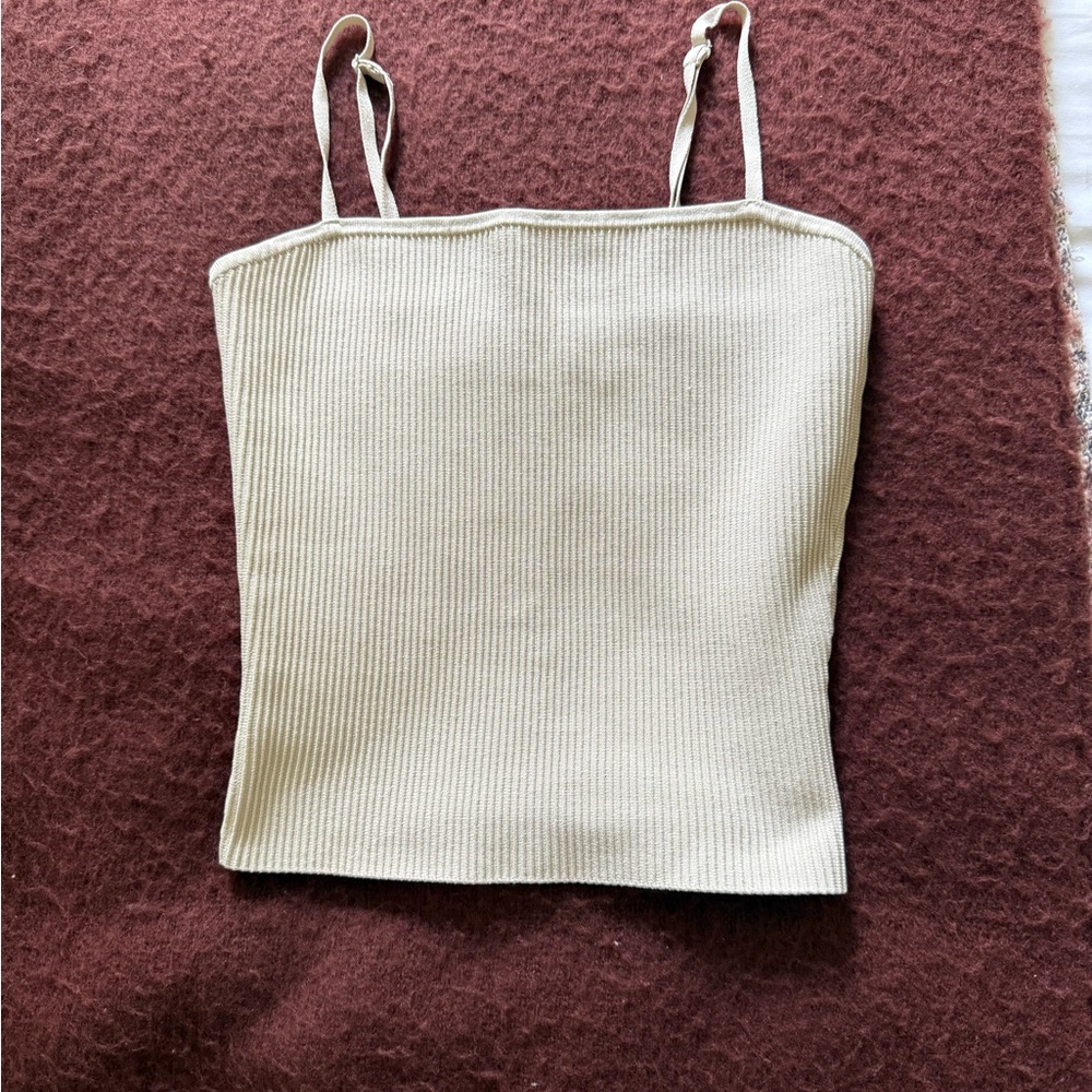 Babaton Cream Ribbed Camisole Top